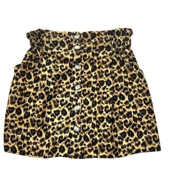 Umgee Leopard Print Button-Front Mini Skirt Animal Print Womens Size Small - Picture 1 of 6